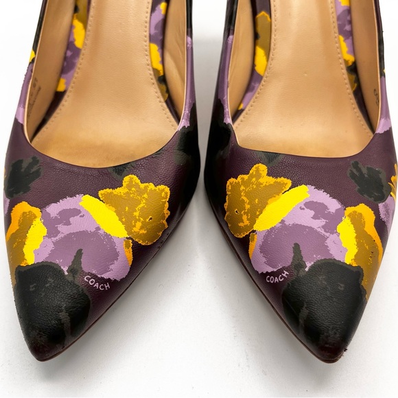 COACH DEEP PURPLE FLORAL PUMPS - Picture 3 of 11